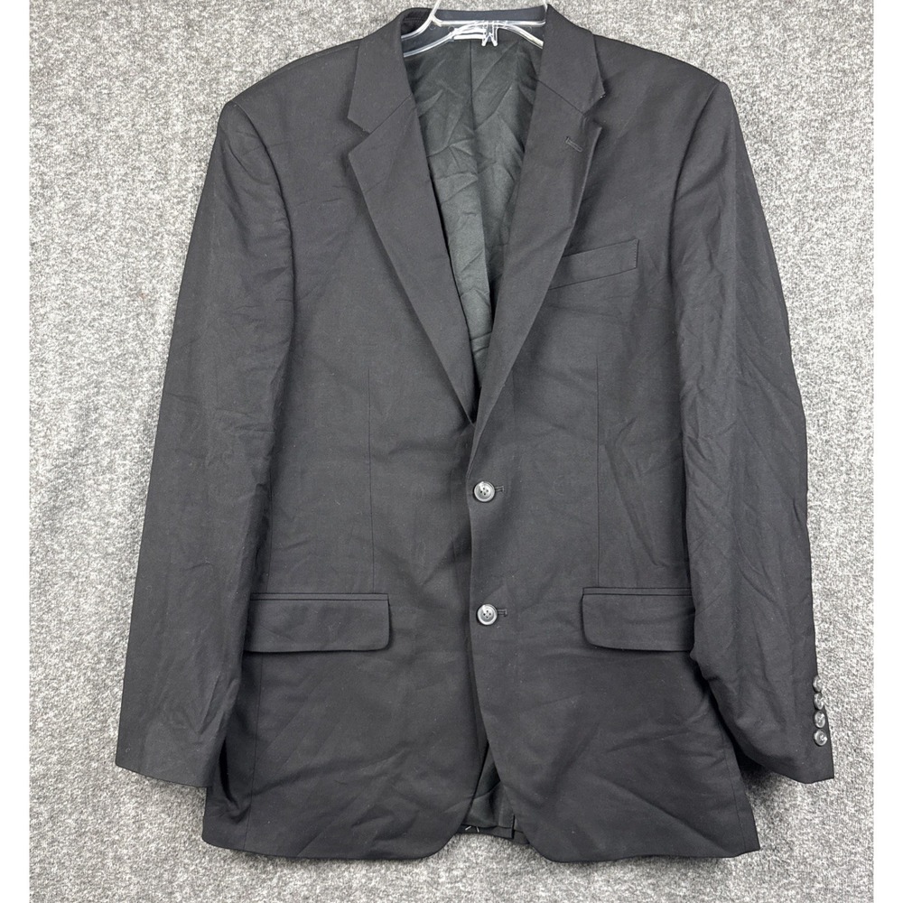 Saddlebred Black Two Button Front Blazer Suit Jacket Motion Stretch Mens 42L‎
